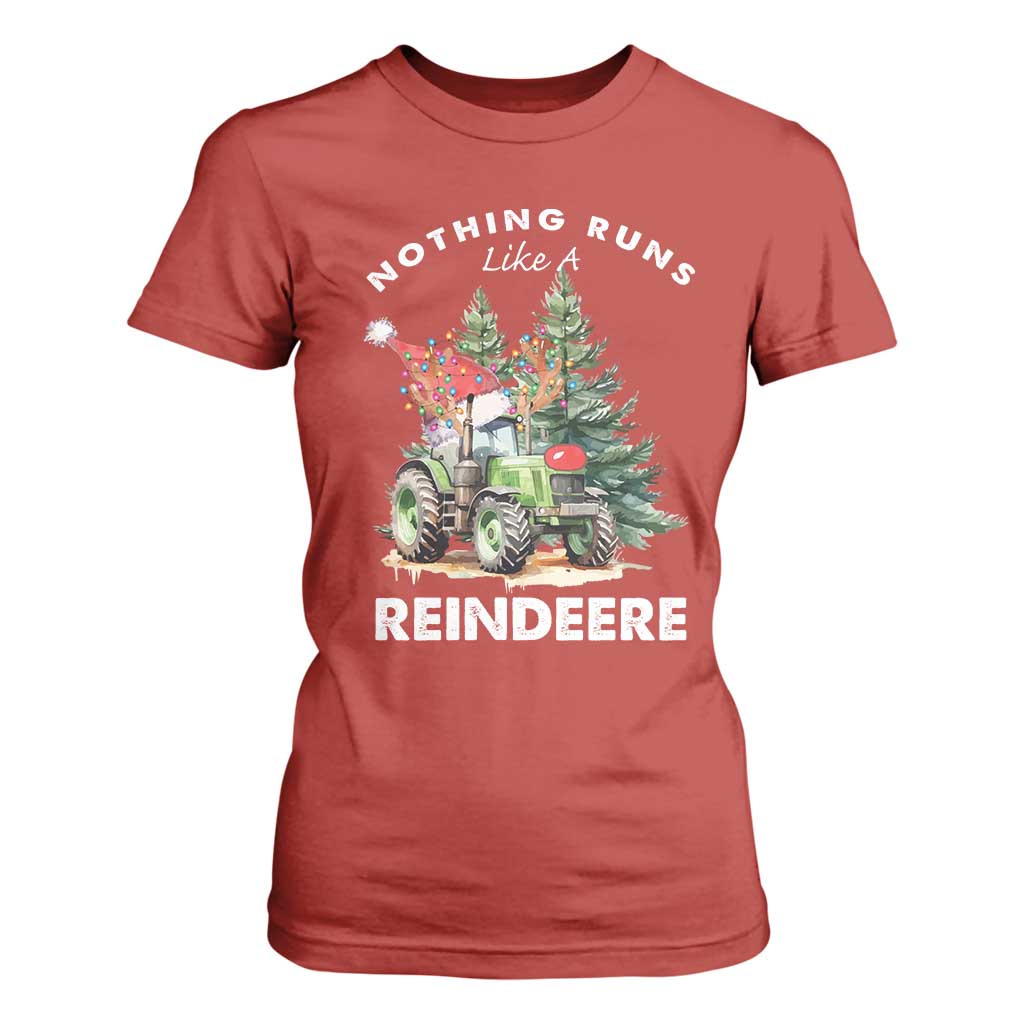 Funny Christmas Tractor T Shirt For Women Nothing Runs Like A Reindeere Farmers TS11 Red Print Your Wear