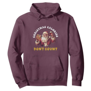 Funny Christmas Santa Hoodie Xmas Calories Don't Count Pizza Wine TS11 Maroon Print Your Wear