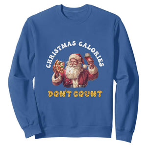 Funny Christmas Santa Sweatshirt Xmas Calories Don't Count Pizza Wine TS11 Royal Blue Print Your Wear