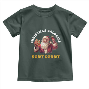 Funny Christmas Santa Toddler T Shirt Xmas Calories Don't Count Pizza Wine TS11 Dark Forest Green Print Your Wear