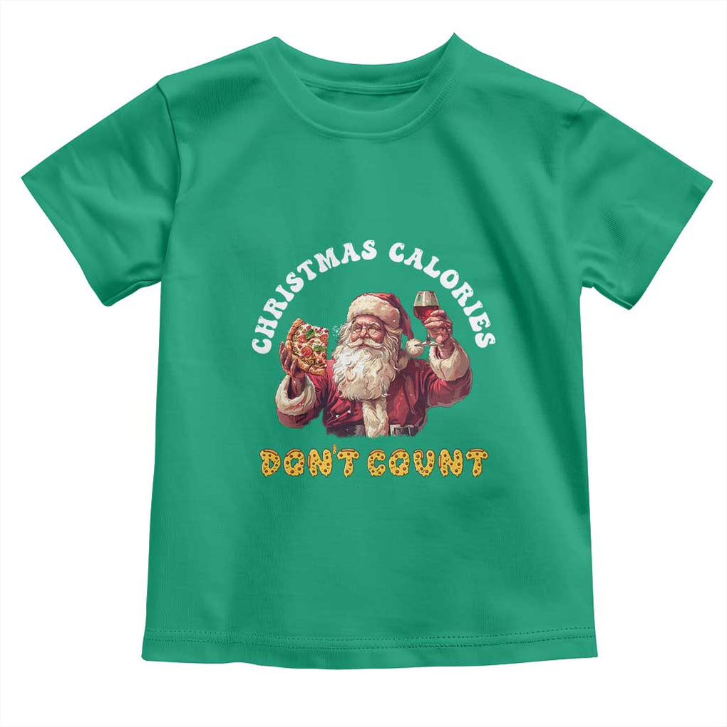 Funny Christmas Santa Toddler T Shirt Xmas Calories Don't Count Pizza Wine TS11 Irish Green Print Your Wear