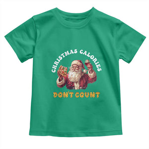 Funny Christmas Santa Toddler T Shirt Xmas Calories Don't Count Pizza Wine TS11 Irish Green Print Your Wear