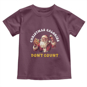 Funny Christmas Santa Toddler T Shirt Xmas Calories Don't Count Pizza Wine TS11 Maroon Print Your Wear