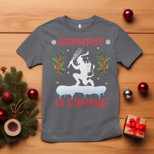 Funny Christmas Yule Krampus Is Coming Mistletoe T Shirt TS11 Charcoal Print Your Wear