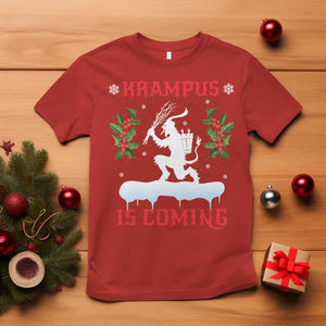 Funny Christmas Yule Krampus Is Coming Mistletoe T Shirt TS11 Red Print Your Wear