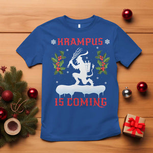 Funny Christmas Yule Krampus Is Coming Mistletoe T Shirt TS11 Royal Blue Print Your Wear