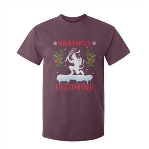 Funny Christmas Yule Krampus Is Coming Mistletoe T Shirt For Kid TS11 Maroon Print Your Wear
