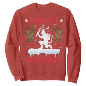 Funny Christmas Yule Krampus Is Coming Mistletoe Sweatshirt TS11 Red Print Your Wear