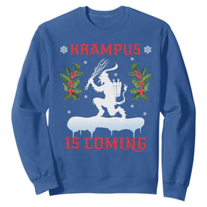Funny Christmas Yule Krampus Is Coming Mistletoe Sweatshirt TS11 Royal Blue Print Your Wear