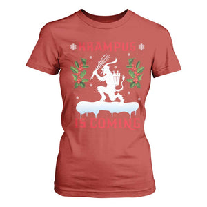 Funny Christmas Yule Krampus Is Coming Mistletoe T Shirt For Women TS11 Red Print Your Wear