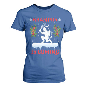 Funny Christmas Yule Krampus Is Coming Mistletoe T Shirt For Women TS11 Royal Blue Print Your Wear
