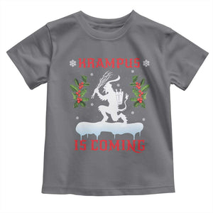 Funny Christmas Yule Krampus Is Coming Mistletoe Toddler T Shirt TS11 Charcoal Print Your Wear