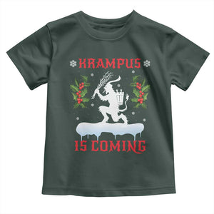 Funny Christmas Yule Krampus Is Coming Mistletoe Toddler T Shirt TS11 Dark Forest Green Print Your Wear