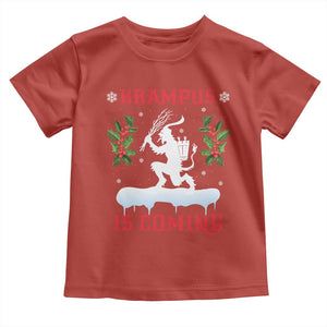 Funny Christmas Yule Krampus Is Coming Mistletoe Toddler T Shirt TS11 Red Print Your Wear