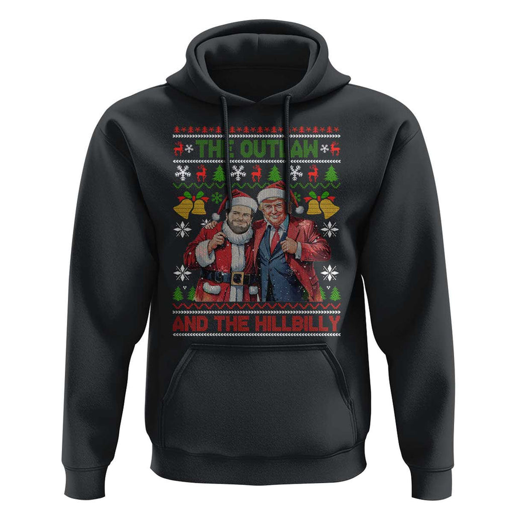 Trump Vance Chrismas Hoodie The Outlaw And The Hillbilly Ugly Xmas Bell TS11 Black Print Your Wear
