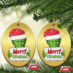 Funny Trump Xmas Christmas Ornament Merry Trumpmas Santa Trump TS11 Oval Gold Print Your Wear