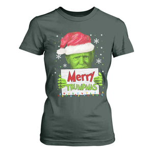 Funny Trump Christmas T Shirt For Women Merry Trumpmas Santa Trump TS11 Dark Forest Green Print Your Wear