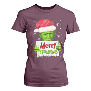 Funny Trump Christmas T Shirt For Women Merry Trumpmas Santa Trump TS11 Maroon Print Your Wear