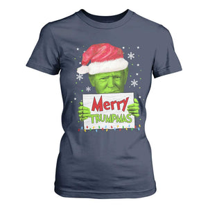 Funny Trump Christmas T Shirt For Women Merry Trumpmas Santa Trump TS11 Navy Print Your Wear