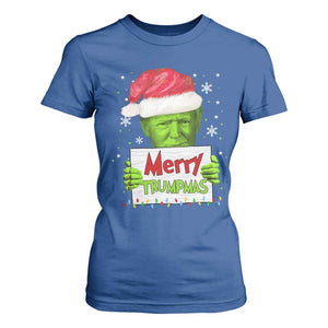 Funny Trump Christmas T Shirt For Women Merry Trumpmas Santa Trump TS11 Royal Blue Print Your Wear