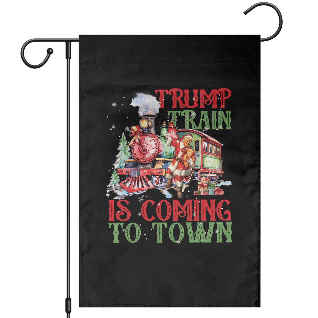 Trump Christmas Garden Flag Trump Train Is Coming To Town Xmas TS11 Black Print Your Wear
