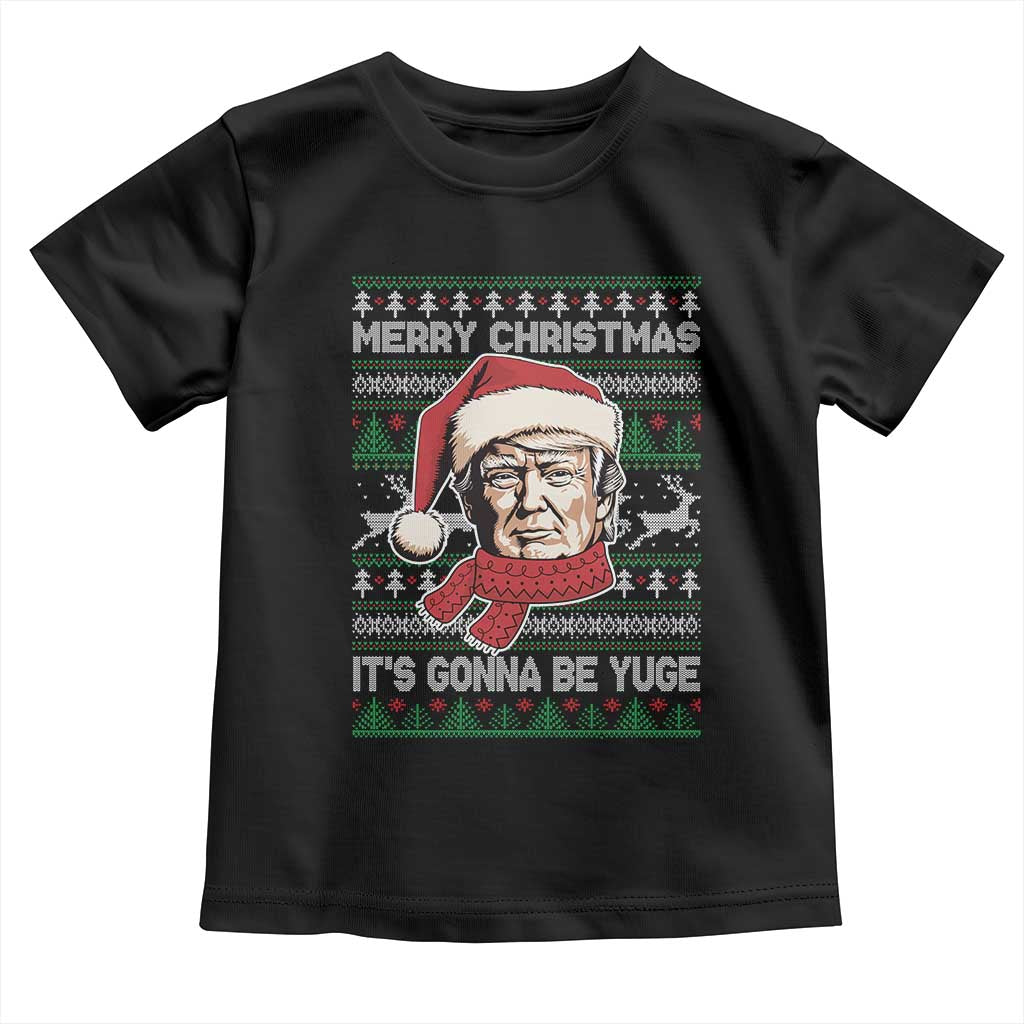 Funny Trump Christmas Baby Shirt Merry Xmas It's Gonna Be Yuge Ugly Santa Trump TS11 Black Print Your Wear