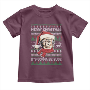 Funny Trump Christmas Baby Shirt Merry Xmas It's Gonna Be Yuge Ugly Santa Trump TS11 Maroon Print Your Wear