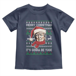 Funny Trump Christmas Baby Shirt Merry Xmas It's Gonna Be Yuge Ugly Santa Trump TS11 Navy Print Your Wear