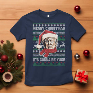 Funny Trump Christmas T Shirt Merry Xmas It's Gonna Be Yuge Ugly Santa Trump TS11 Navy Print Your Wear