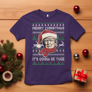 Funny Trump Christmas T Shirt Merry Xmas It's Gonna Be Yuge Ugly Santa Trump TS11 Purple Print Your Wear