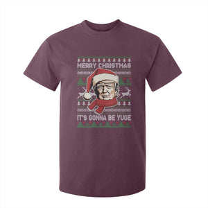 Funny Trump Christmas T Shirt For Kid Merry Xmas It's Gonna Be Yuge Ugly Santa Trump TS11 Maroon Print Your Wear