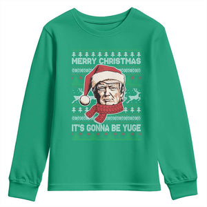 Funny Trump Christmas Youth Sweatshirt Merry Xmas It's Gonna Be Yuge Ugly Santa Trump TS11 Irish Green Print Your Wear