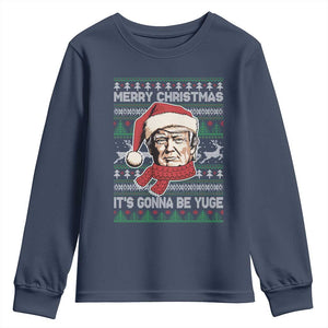 Funny Trump Christmas Youth Sweatshirt Merry Xmas It's Gonna Be Yuge Ugly Santa Trump TS11 Navy Print Your Wear