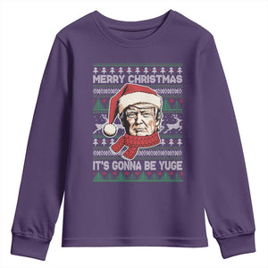 Funny Trump Christmas Youth Sweatshirt Merry Xmas It's Gonna Be Yuge Ugly Santa Trump TS11 Purple Print Your Wear