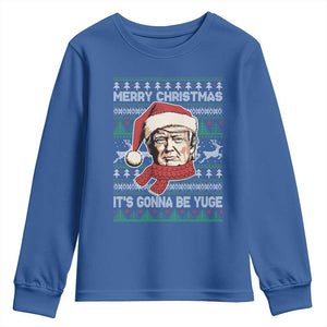 Funny Trump Christmas Youth Sweatshirt Merry Xmas It's Gonna Be Yuge Ugly Santa Trump TS11 Royal Blue Print Your Wear