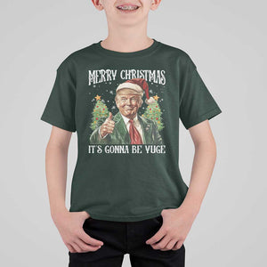 Funny Trump Xmas T Shirt For Kid Merry Christmas It's Gonna Be Yuge Santa Trump TS11 Dark Forest Green Print Your Wear