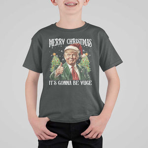 Funny Trump Xmas T Shirt For Kid Merry Christmas It's Gonna Be Yuge Santa Trump TS11 Dark Heather Print Your Wear