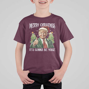 Funny Trump Xmas T Shirt For Kid Merry Christmas It's Gonna Be Yuge Santa Trump TS11 Maroon Print Your Wear