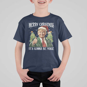 Funny Trump Xmas T Shirt For Kid Merry Christmas It's Gonna Be Yuge Santa Trump TS11 Navy Print Your Wear