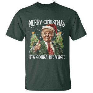 Funny Trump Xmas T Shirt Merry Christmas It's Gonna Be Yuge Santa Trump TS11 Dark Forest Green Print Your Wear