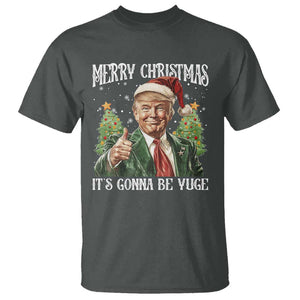 Funny Trump Xmas T Shirt Merry Christmas It's Gonna Be Yuge Santa Trump TS11 Dark Heather Print Your Wear