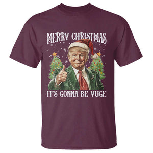 Funny Trump Xmas T Shirt Merry Christmas It's Gonna Be Yuge Santa Trump TS11 Maroon Print Your Wear