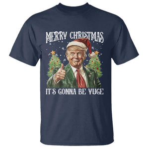 Funny Trump Xmas T Shirt Merry Christmas It's Gonna Be Yuge Santa Trump TS11 Navy Print Your Wear