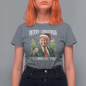 Funny Trump Xmas T Shirt For Women Merry Christmas It's Gonna Be Yuge Santa Trump TS11 Charcoal Print Your Wear