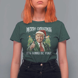 Funny Trump Xmas T Shirt For Women Merry Christmas It's Gonna Be Yuge Santa Trump TS11 Dark Forest Green Print Your Wear