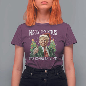 Funny Trump Xmas T Shirt For Women Merry Christmas It's Gonna Be Yuge Santa Trump TS11 Maroon Print Your Wear