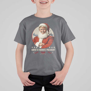 Funny Trump Xmas T Shirt For Kid Santa's Favorite President Trump 2024 Christmas TS11 Charcoal Print Your Wear