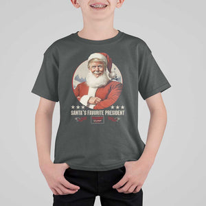 Funny Trump Xmas T Shirt For Kid Santa's Favorite President Trump 2024 Christmas TS11 Dark Heather Print Your Wear
