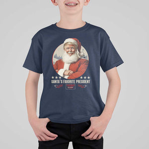 Funny Trump Xmas T Shirt For Kid Santa's Favorite President Trump 2024 Christmas TS11 Navy Print Your Wear