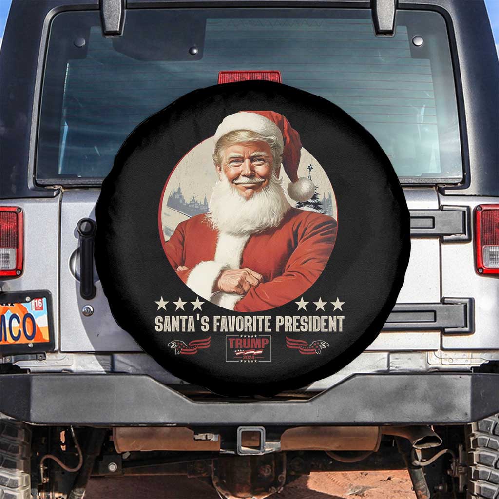 Funny Trump Xmas Spare Tire Cover Santa's Favorite President Trump 2024 Christmas TS11 No hole Black Print Your Wear